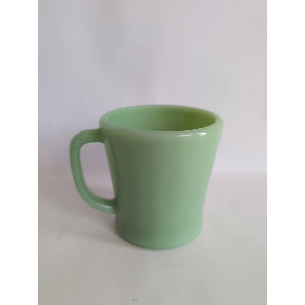 VTG Anchor Hocking Fire King "Oven Ware" Jadeite Green Glass D Handle Coffee Mug